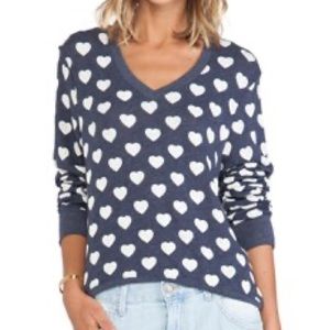 wildfox XS little hearts pullover sweater in navy
